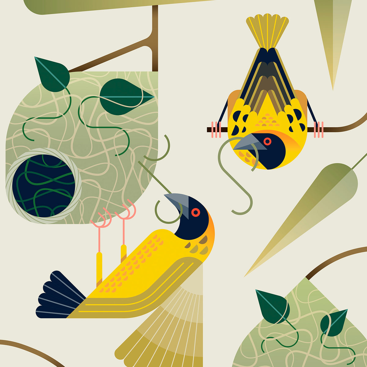 Weaver Birds Art Print